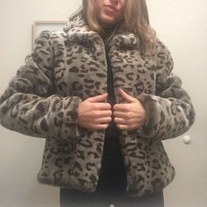Faux Fur Leopard Print Jacket